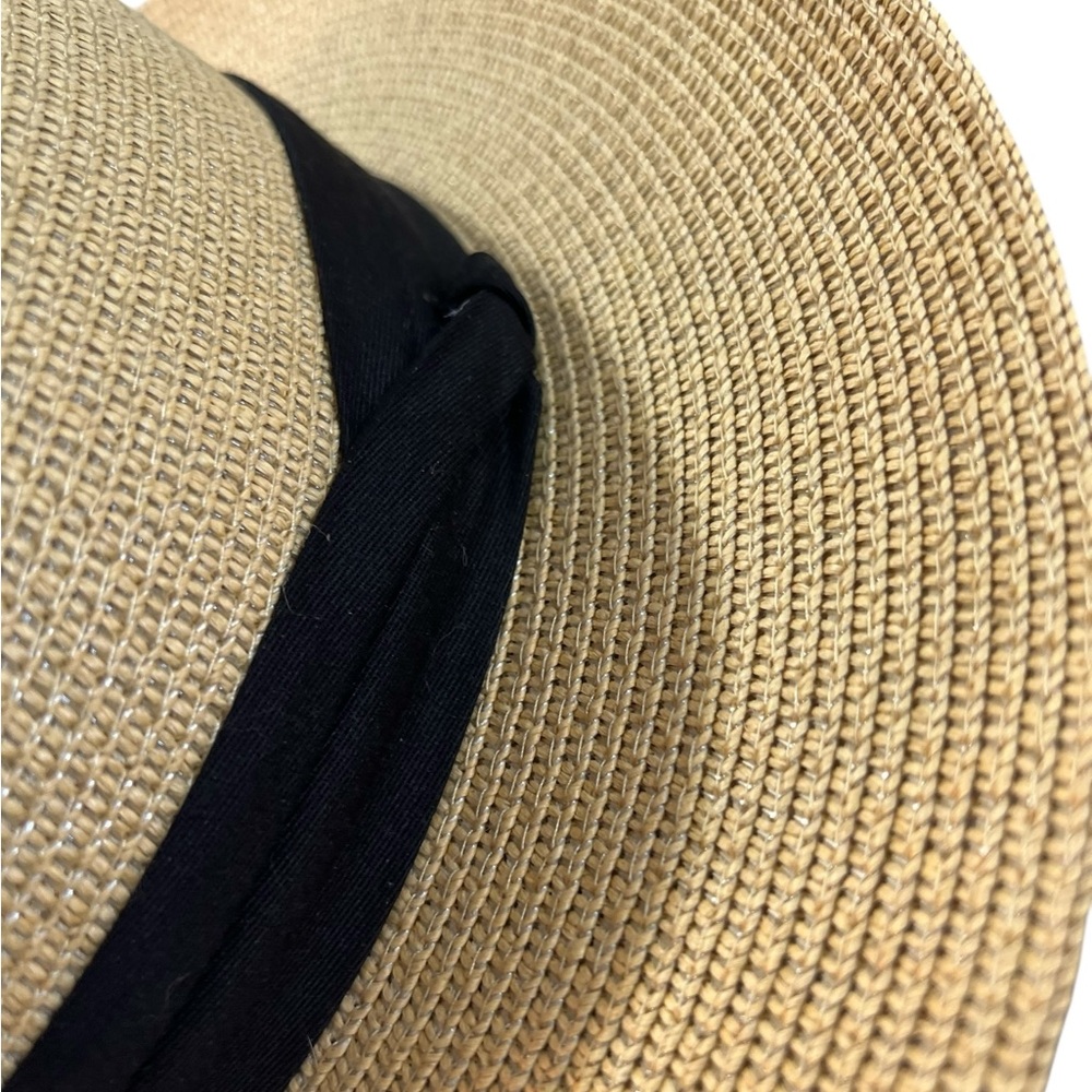 Woman’s Tan Straw Hat with Black Band - Picture 5 of 6